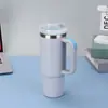 Taza de hielo de segunda generación transfronteriza de 30 segundos, gran capacidad, asa portátil, portavasos para coche, doble capa, acero inoxidable al vacío, con pajita, termo