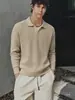 Suéter de punto informal estilo británico de dos piezas falsas para hombre, para otoño e invierno, con color contrastante y cuello camisero, de manga larga