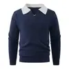 Suéter de Malha Casual Masculino Moda Europeia e Americana Novo Inverno 2026, Suéter Masculino Falso de Duas Peças, Camisa Básica Masculina