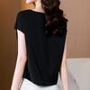 Verano 2022 Nueva Camisa de Chifón Top de Manga Corta para Mujer Elegante Camisa Corta Pequeña Ajustada a la Cintura Cubre Vientre a la Moda
