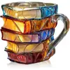 Taza de Libro Pintada Taza de Café de Libro Pintado 3D Taza de Café de Vidrio Única Apilada