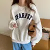 Otoño 2025 Nueva Moda Suelta Versátil Retro Americano Bordado de Letras Cuello Redondo Manga Larga Sudadera Ropa para Mujer