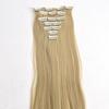 Peruca de Comércio Exterior Europeia e Americana para Mulheres com Cabelo Longo Liso, Conjunto de Sete Peças Natural e Sem Marcas de Extensões de Cabelo de Fibra Química, Franja Simples Pronta para Uso por Atacado