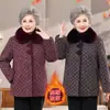 Casaco de Inverno Feminino de Veludo Faux Mink de Comprimento Médio para Mulheres de Meia-Idade e Idosas Aconchegante Lã com Forro de Veludo Espesso Roupa de Exterior Quente