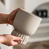Vaso de cerâmica simples para orquídeas de argila, suculentas respiráveis, vaso criativo de grande diâmetro para plantas verdes de mesa com prato, adequado para varanda