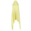 Roupas femininas de cor sólida para comércio exterior, estilo europeu e americano, vestido simples sem mangas, saia irregular de luxo leve, vestido solto da moda de rua com gola alta