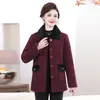 Madre de mediana edad Otoño Invierno Estilo Nuevo Chaqueta de Algodón Engrosada con Felpa Ropa Exterior Ropa para Mujeres de Mediana Edad y Mayores Chaqueta Acolchada de Algodón Cálida con Solapa Ropa de Algodón Mujer