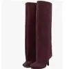2026 Calzado Femenino de Comercio Exterior, Botas de Montar Hasta la Rodilla, Botas de Pantalón Retro de Gamuza, Botas Largas, Botas Western de Tacón Alto para Mujer Talla Grande