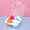 Quatro Embalagens de Caixas de Embalagem Plástica Transparente para Beauty Egg, Caixas de Armazenamento de Esponja Puff em Formato de Gota, Porta-Ovos com Quatro Compartimentos