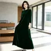 Roupas Íntimas Outono e Inverno Estilo Hepburn Cor Sólida Gola Redonda Vestido Moda Feminina Nicho Atacado Transfronteiriço Solto Linha A Longo Vestido