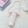 64161 Bolso para cámara de estilo coreano, con estampado femenino, bloques de color, acolchado en forma de corazón, bolsa para llevar accesorios de cámara