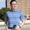 Camisa polo casual de verano de manga corta fina con abertura, holgada, a rayas, con puntos, gris, de algodón para hombre, con cuello de solapa y cuello redondo, ropa