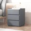 No requiere instalación, simple, moderno, todo madera maciza, tablero de roca, elevado 60 cm, mesita de noche de tres niveles, completamente ensamblado, de pie, lujo ligero, estilo crema