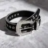 Cinto de Strass com Glitter Estilo Hot Girl Y2K Milênio Estrela de Cinco Pontas Furo Completo Estilo Punk Jeans Cinto Decorativo