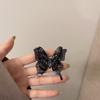 Anillo de mariposa con patrón transparente blanco y negro, accesorios de red roja