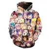 Conexão especial de tiro de desenho animado suéter com capuz estampado 3D casual para homens e mulheres cosplay anime periférico