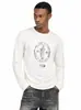 "Capa Base Ligera de Principios de Otoño" Camiseta Casual Retro Estampada de Mezcla de Lana Merino con Cuello Redondo y Mangas Largas para Hombre y Mujer
