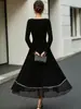 Vestido Elegante de Ajuste Delgado con Cuello Redondo, Manga Larga y Encaje Empalmado para Mujer, Nuevo de Otoño/Invierno 2026 de AliExpress