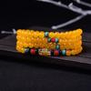 Pulsera de ágata de 108 cuentas multianillo calcedonia piedra arena dorada mantra de seis palabras pulsera de cuentas de rosario de tres círculos cuatro círculos venta al por mayor