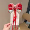 Horquilla para el Cabello con Cinta de Lazo Estilo Antiguo Accesorios para el Cabello Niños Nuevo Año Rojo Festivo Horquilla Niña Traje Han Tocado