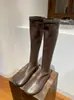 2026 Nuevas Botas Elásticas Ajustadas de Caña Alta con Punta Redonda para Otoño/Invierno para Mujer, Botas Largas de Moda con Suela Plana y Efecto Adelgazante