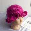 Explosões Transfronteiriças Chapéu de Crochê Feito à Mão com Babados Chapéu Adulto Chapéu de Lã com Renda Chapéu de Tricô Fashion Chapéu com Babados