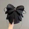 Presilha de rabo de cavalo suave e elegante com laço e fita, presilha de cabelo de alta qualidade para mulheres, presilha tipo tubarão estilo coreano
