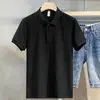 Nova camisa polo de tricô anti-listras transfronteiriça de manga curta para o verão, top moderno com lapela, camiseta masculina confortável e versátil, comércio exterior