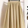Saia Plissada Vintage Workwear para Mulheres, Moda Verão, Tamanho Grande, Cintura Alta, Fluida, Valoriza a Silhueta, Saia Evasê Guarda-Chuva de Comprimento Médio