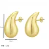 Pendientes huecos de acero inoxidable de alta calidad para mujer, ligeros y lujosos pendientes de gota de agua, chapados en acero de titanio brillante, pendientes de oro real de 18 quilates.