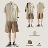 Conjunto de Roupa Jovem Estilo Japonês para Meninos, Lindo e Elegante, Camisa de Trabalho de Verão com Conjunto Masculino de Duas Peças Tendência