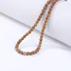 Grano de Madera Natural Piedra Bronce Piedra Cuentas Sueltas Joyería de Pareja Pulsera Línea Negra Piedra Bronce Pulsera Exquisita de Cuentas Redondas Venta al por Mayor