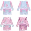Traje de baño para niñas, traje de baño de una pieza de princesa con mangas largas, dobladillo con volantes, adecuado para niños pequeños y mayores, alta elasticidad