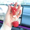Anel de Corrente para Chaveiro de Controle Remoto de Carro Maçã Totalmente Cravejado com Diamantes Pingente Personalizado para Casal Exquisito Pendente para Bolsa Venda por Atacado