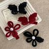 Horquilla francesa retro de mariposa otoño e invierno clip para flequillo lado de la frente femenino rojo pico de pato adorno para la cabeza 2024 Nuevo