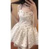 Vestido Blanco Floral de Tirantes Espagueti Estilo Francés para Mujer, Nuevo Modelo Verano 2025, Primer Amor Dulce Entallado Princesa Vestido Pomposo
