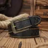 Cinturón de Cuero Tachonado para Mujer con Patrones Tallados, Cinturón Estilo Étnico, Transfronterizo Vintage Occidental Repujado Estilo Nuevo Cinturón de Vaquero