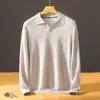 Suéter de Punto Fino de Seda y Cachemira con Cuello de Solapa, Manga Larga para Hombre, Color Sólido, Holgado