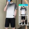 Nova camiseta masculina de manga curta marca de moda masculina verão degradê cor algodão duas peças masculinas terno de verão sportswear