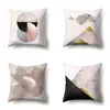 Funda de almohada de poliéster marmoleado estilo ins nórdico estampado geométrico terciopelo piel de melocotón funda de almohada para sofá de sala de estar QTH03