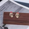 Europeu e Americano Exagerado Estilo Punk Halloween Rosa Caveira Jóias Personalizado Micro-incrustado Brincos Brincos Exagerados