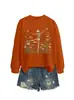 Amazon eBay Estação Independente Moda Diversão Personalidade Feminina Uma Caveira Flores e Plantas Dançantes Moletom com Gola Redonda