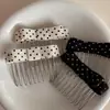 Peine para el Cabello con Lazo de Puntos Blancos y Negros, Pasador de Estudiante Retro Dulce y Sencillo, Accesorio para el Cabello, Versátil Nuevo Estilo