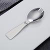Cuchara y Tenedor Plegables de Dos Secciones para Exteriores Portátil Cuchara y Tenedor de Doble Cabeza Cuchara Plegable de Acero Inoxidable 304 de Dos en Uno para Taza de Estofado