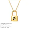 Chihang Joias Moda Transfronteiriça Pingente de Letra Colar Corrente de Pescoço Cadeado de Amor em Aço Inoxidável Colar com Pingente de Letra em Gota de Óleo