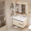 Gabinete de baño de aluminio de panal engrosado con lavabo de cerámica integrado y unidad de tocador