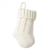 Calcetín navideño mini de punto blanco calcetín de punto trenzado colgante adornos de decoración de árbol de Navidad regalos de Navidad bolsa de dulces