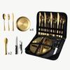 Conjunto de talheres de aço inoxidável para camping, piquenique, faca de bife, garfo e colher, bolsa de pano portátil, transfronteiriço Amazon