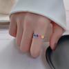 Anel Doce Arco-Íris para Mulheres, Anel Aberto Color-Blocking da Moda e Simples Novo Estilo Coreano, Anel Artístico Hip-Hop para Dedo Indicador