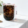 Vaso de Vidrio Moderno, Copa de Vino, Copa de Cóctel, Copa de Vino Tinto, Vaso para Bebidas, Estampado de Leopardo Carey Ámbar, Hecho a Medida por el Fabricante